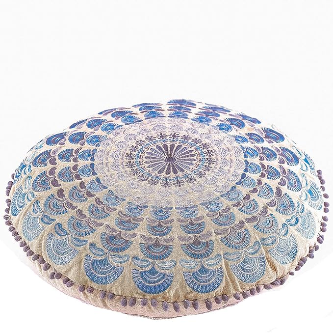 Mandala Life ART Bohemian Meditation Cushion Cover –Luxury, Artisan Room Décor Floor Pillow Case for Yoga, and Boho Chic Seating Area Floor Pillow – Accent Your Living Room, Bedroom, Kids