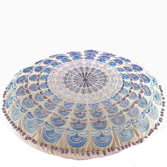 Mandala Life ART Bohemian Meditation Cushion Cover –Luxury, Artisan Room Décor Floor Pillow Case for Yoga, and Boho Chic Seating Area Floor Pillow – Accent Your Living Room, Bedroom, Kids