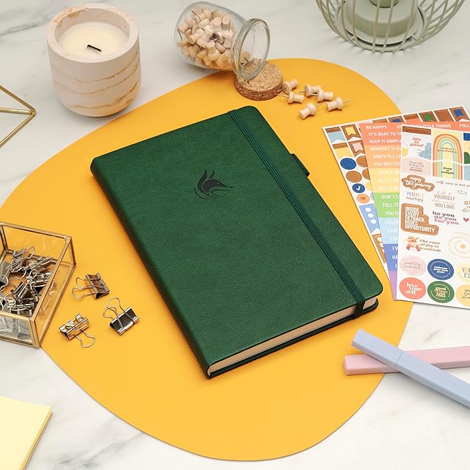 Clever Fox Positivity Journal – Daily Gratitude & Affirmation with Prompts – Motivational Mental Health Notebook with Habit Tracker (Forest Green)