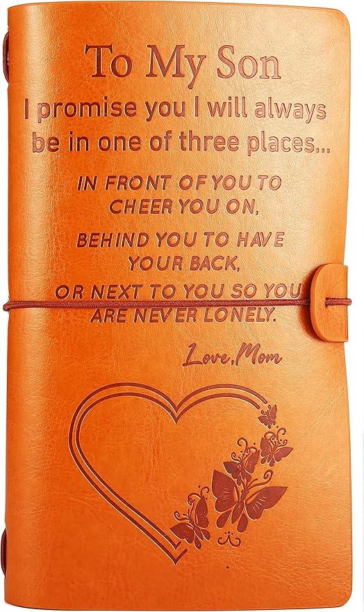 Son Journal Gift from Mom-Son Graduation Gift-Son Birthday Gift-Son Christmas Gift-Son Going Away Gift-Son Leaving Gift-Refillable Photo Diary Notebook Gift for Son