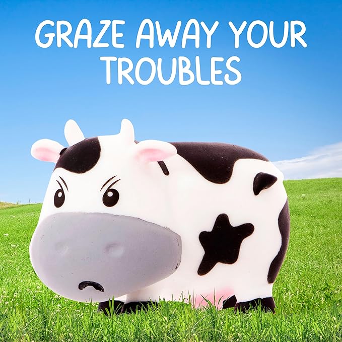 Boxer Gifts Moody Cow Stress Relief Toy - Unique Stress Balls for Adults & Teens - Squishy Fidget Toys for Anxiety - Funny Desk Accessories - Cute Cow Gifts For Women & Gag White Elephant