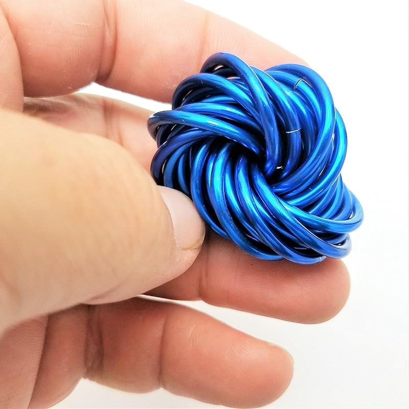 Möbii Fidget Ball (Solid Color): Quiet Mobius ADHD Anxiety Stim Stress Relief Toy Tool for Home Travel Office or Desk (Medium, Full, Cobalt)