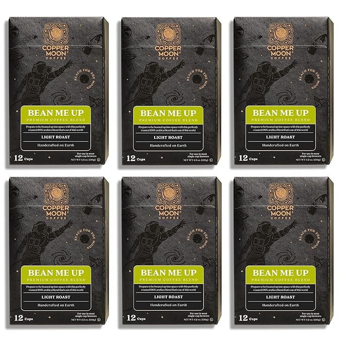 Copper Moon Single Serve Coffee Pods for Keurig K-Cup Brewers, Light Roast, Bean Me Up Blend, 72 Count