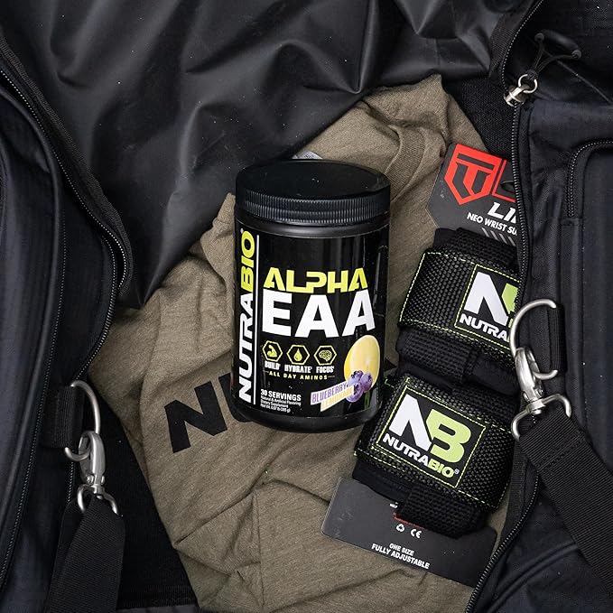 NutraBio Alpha EAA - All-Day Amino Acids for Muscle Growth and Hydration - Essential Amino Acids with Nootropics & Adaptogens- Full Spectrum EAA BCAA Powder - 30 Servings - Blueberry Lemonade