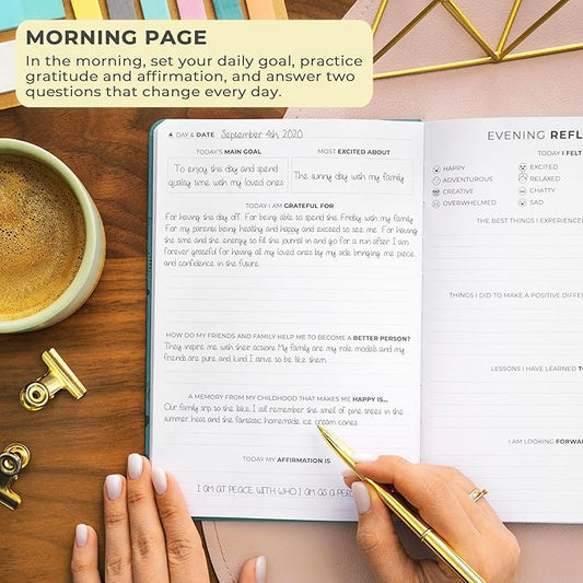 Clever Fox Gratitude Journal – Happiness, Positivity & Affirmation Daily Journal – Inspirational Daily Notebook – 3 Months, A5 (Aquamarine)