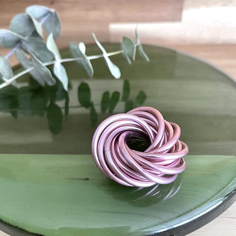 Möbii Fidget Ball (Solid Color): Quiet Mobius ADHD Anxiety Stim Stress Relief Toy Tool for Home Travel Office or Desk (Medium, Half, Pink Ice)