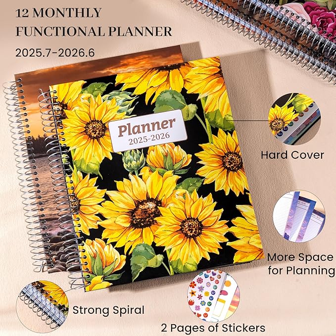 CAGIE Planner 2025-2026 for Women, Hourly Daily Planners July 2025-2026 Calendar Weekly and Monthly Large 25-26 Yearly Academic Agenda with Stickers Hardcover, 8.5 x 11