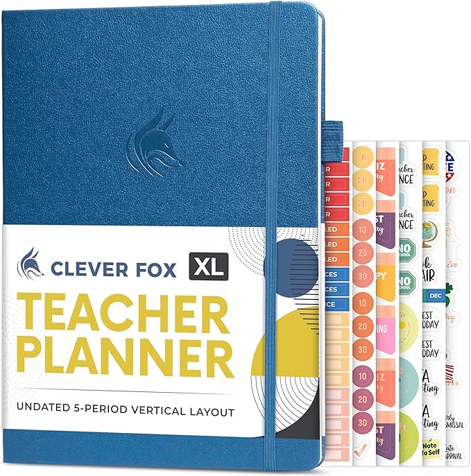 Clever Fox Teacher Planner – School Year Planner with Calendars & Lesson Plans – Book for Classroom & Homeschool Organization, A4 (Mystic Blue)