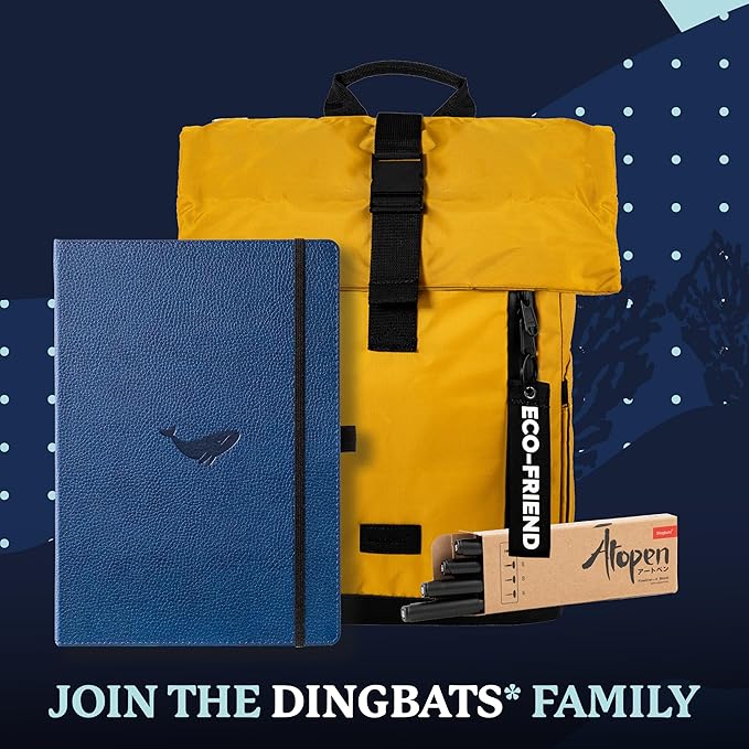 Dingbats* - Wildlife Plain Extra Large A4 Notebook - PU Leather Hardcover Journal for Work, Writing - Pocket, Elastic Closure, Pen Holder, Bookmark