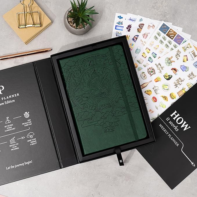 Legend Weekly Planner Premium – Undated Weekly, Monthly & Budget Planner – Life Organizer for Time Management & Productivity, A5 (Black)