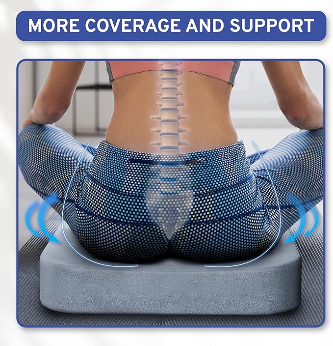 Seat Cushion Extra Large - Firm Memory Foam Chair Pad for Recliner, Wheelchair, Office Chair, Stadium, Bleacher, Car, Floor, Patio Furniture, Bariatric Overweight Users 19”x17”x3”