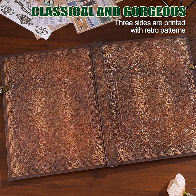 Retro 3D Red Charm Golden Radiance Cover Hardcover Journal,Containing 96 Sheets/192 Pages Lined Journal,With Envelope Pocket,Suitable As A Notebook,Travel Diary,Or Wedding Anniversary.