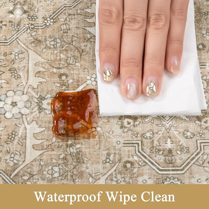 Pauwer Anti Fatigue Kitchen Mat Set of 3 Non Slip Kitchen Mats for Floor Cushioned Kitchen Rugs Comfort Standing Mat Farmhouse Waterproof PVC Foam Kitchen Floor Mat Runner, Beige