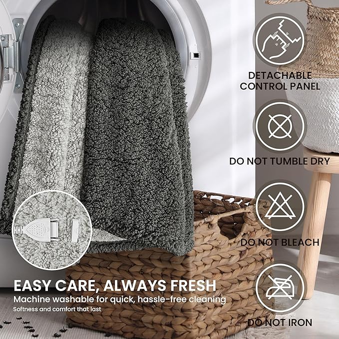 Electric Heated Blanket Full Size 72x84 inches, Fast Heating w/ 10 Heat Settings & 2/4/8/10H Auto Timer, Double-Sided Sherpa, Ultra Soft & Cozy for Couch, Bed, Office, Machine Washable, ETL Certified