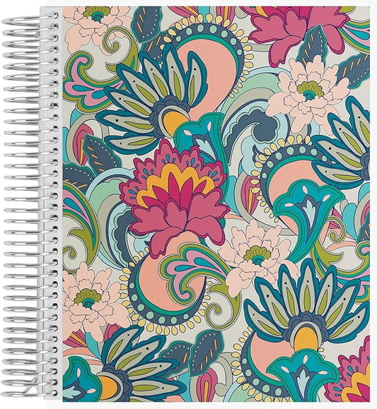 Erin Condren 7" X 9" Spiral Bound Dot Grid Journal Notebook - Playful Paisley, 5Mm Dot Grid, 160 Page Writing, Drawing & Art Notebook, 80Lb Thick Paper, Stickers Included