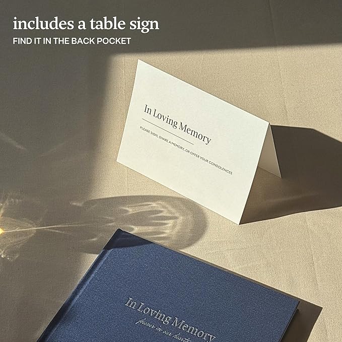 Kunitsa Co. Funeral Guest Book for Memorial Service, in Loving Memory, Navy Blue Cover