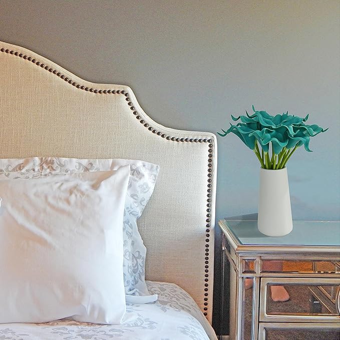 Mandy's PU Teal Calla Lily Artificial Flowers 20 Stems 13.5in Faux Realistic Centerpiece DIY Bridal Bouquet Home Décor