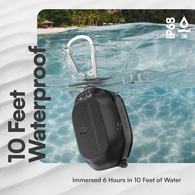 Keybudz for AirPods 4 Case with Lock - Fully Waterproof AirPods 4th Generation Case Cover - Keychain, Rugged Tough Protection, Hard Shell and Carabiner (Carbon Black)