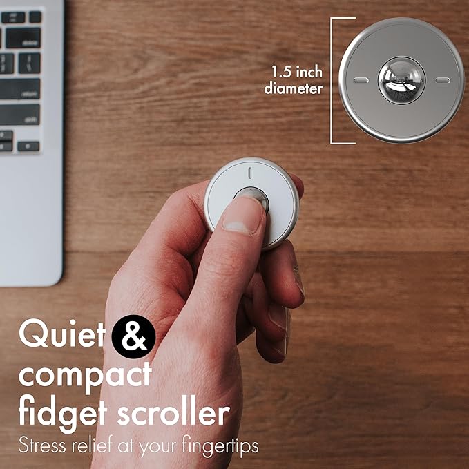 ONO Scroller - Handheld Fidget Toy for Adults | Help Relieve Stress, Anxiety, Tension | Promotes Focus, Clarity | Compact, Portable Design | Aluminum Grey