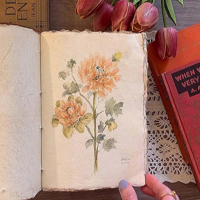 LEATHER VILLAGE Leather Bound Floral Embossed Journal for Women Men - 200 Pages, 8”X6”(A5), Turquoise - Book of Shadows, Vintage Blank Paper Travel Diary, Notebook for Writing, Drawing, Sketchbook