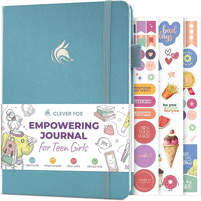 Clever Fox Empowering Journal for Teen Girls – Guided Self-Love Diary with Prompts – Gratitude & Manifestation Notebook, Teenage Gifts (Aquamarine)