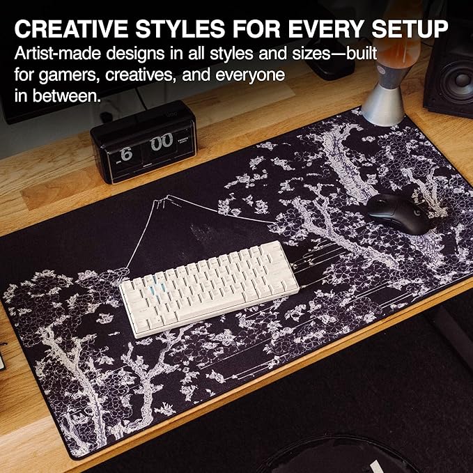 MPCO. Ukiyo-E Large Gaming Desk Pad - 36" x 17" Aeroglyde Fabric Mount Fuji Desk Mats - Non-Slip, Washable, Smooth Glide for Precision Gaming & Work