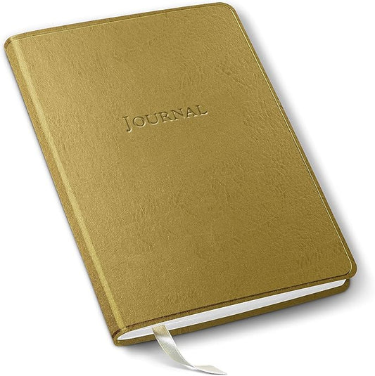 Gallery Leather Journal Notebook - 192 Pages, Softcover, For Men and Women, For Writing, Work & Travel, Handcrafted - Freeport Metallic Gold - 8 x 5.5, Desk Lined