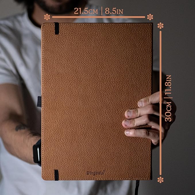 Dingbats* - Wildlife Dotted Extra Large A4 Notebook - PU Leather Hardcover Journal for Work, Writing - Pocket, Elastic Closure, Pen Holder, Bookmark