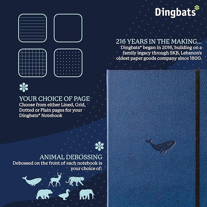 Dingbats* - Wildlife Squared Extra Large A4 Notebook - PU Leather Hardcover Journal for Work, Writing - Pocket, Elastic Closure, Pen Holder, Bookmark