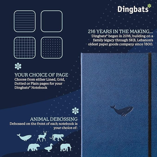 Dingbats* - Wildlife Squared Extra Large A4 Notebook - PU Leather Hardcover Journal for Work, Writing - Pocket, Elastic Closure, Pen Holder, Bookmark