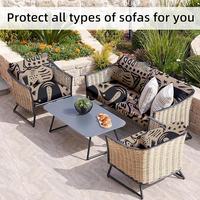 8Pcs Stretch Patio Cushion Covers,for Outdoor Couch Cushion Covers Replacement,Outdoor Sofa Covers Patio Slipcovers Couch Cover,Washable Furniture Cover (Pigeon2, Cover Only)