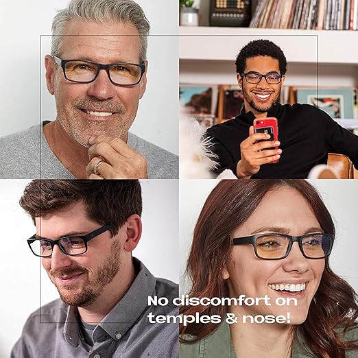 Readerest 0.25 Blue Light Reading Glasses - Lightweight Computer Glasses - Eye Strain, UV Glare Protection (Black+Blue)