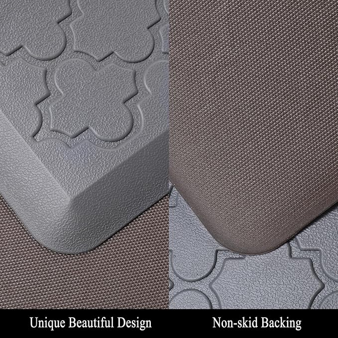 HEBE Oversized Kitchen Mat Cushioned Anti Fatigue Floor Mat Runner 20"x60" Non Slip Kitchen Mats for Floor Waterproof Kitchen Rugs and Mats Comfort Mat for Standing Desk,Sink,Laundry,Grey