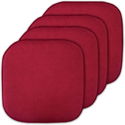 Sweet Home Collection Cushion Memory Foam Chair Pads Honeycomb Nonslip Back Seat Cover 16" x 16" 4 Pack Red