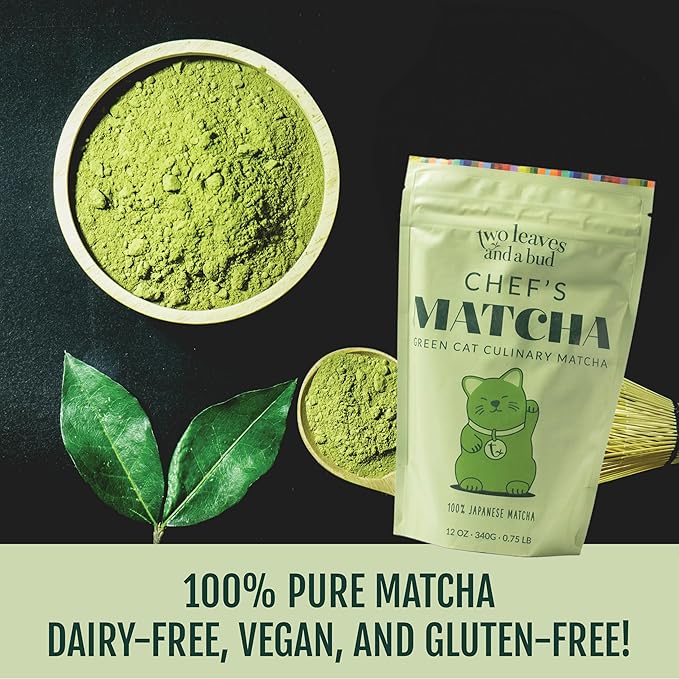 Two Leaves and a Bud Chef's Matcha Green Tea, 100% Japanese Culinary Matcha Powder, 1 Resealable Bag, 340g (12 oz)