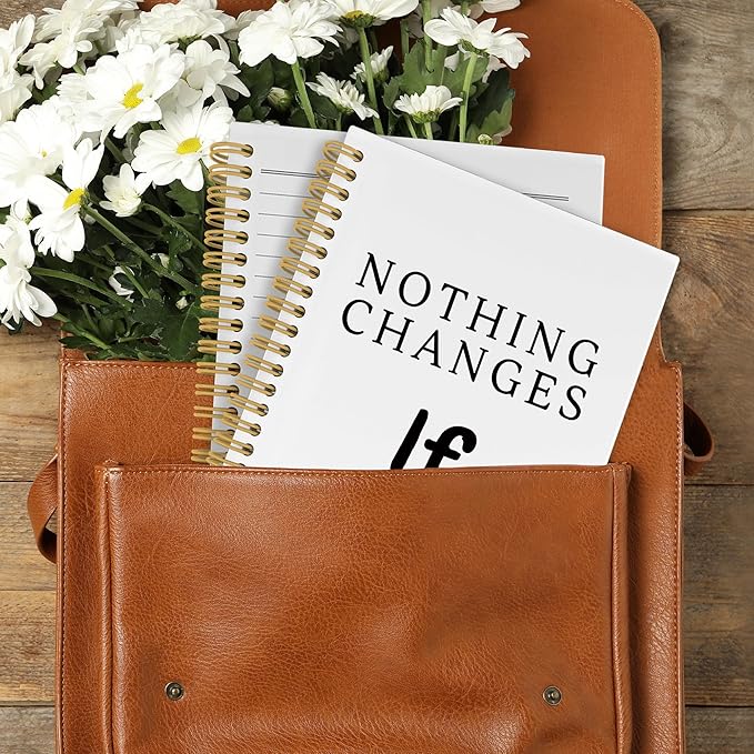 Motivational Notebook, Positive Affirmations Stress Relief Gifts, Office Growth Mindset Motivational Notebooks, Nothing Changes If Nothing Changes Hardcover Spiral Notebook 5.5x8.3 Inch