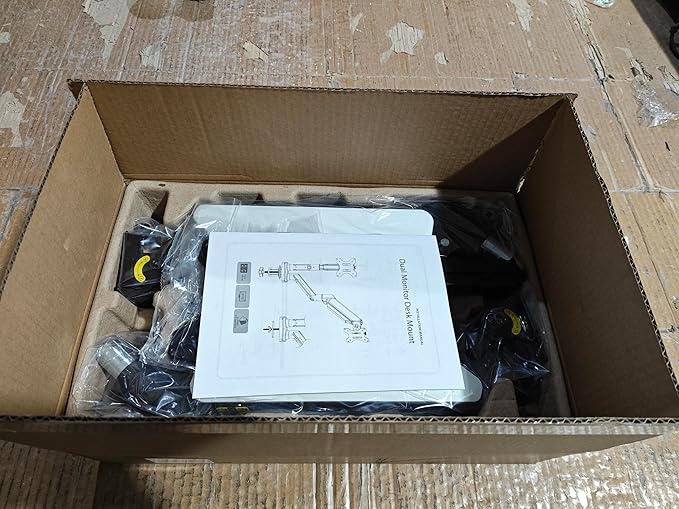 Dual Monitor Desk Mount for 13-32" Computer Screen,Adjustable Gas Spring Monitor Arm,Each Arm Holds 4.4 to 22 lbs,Swivel/Tilt/Rotation,VESA 75X75mm 100X100mm,C Clamp & Grommet Mounting Base