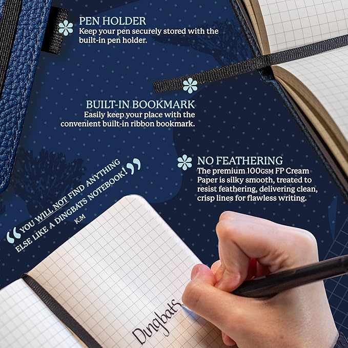 Dingbats* - Wildlife A6 Plain Pocket Notebook - PU Leather Hardcover Small Journal for Work, Travel - Pocket, Elastic Closure, Pen Holder, Bookmark