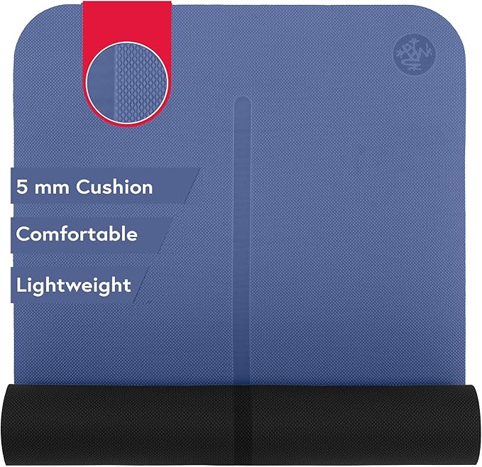 Manduka Begin Yoga Mat 68" - 5mm Cushioning | Comfortable, Lightweight & Reversible with Alignment Stripe | Budget-Friendly | 68 x 24 inches