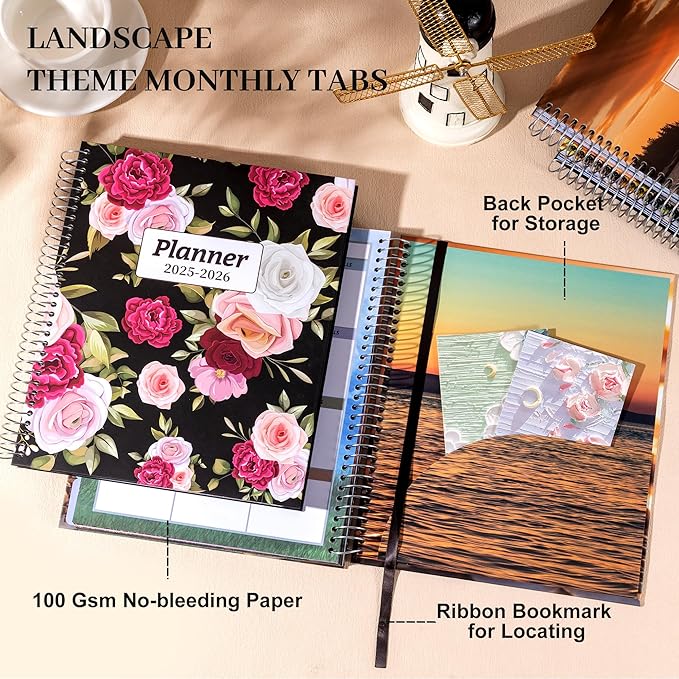 CAGIE Planner 2025-2026 for Women Daily Weekly and Monthly Planners July 2025-2026 Calendar Large Hourly 25-26 Yearly Academic Agenda with Stickers Hardcover, 8.5 x 11