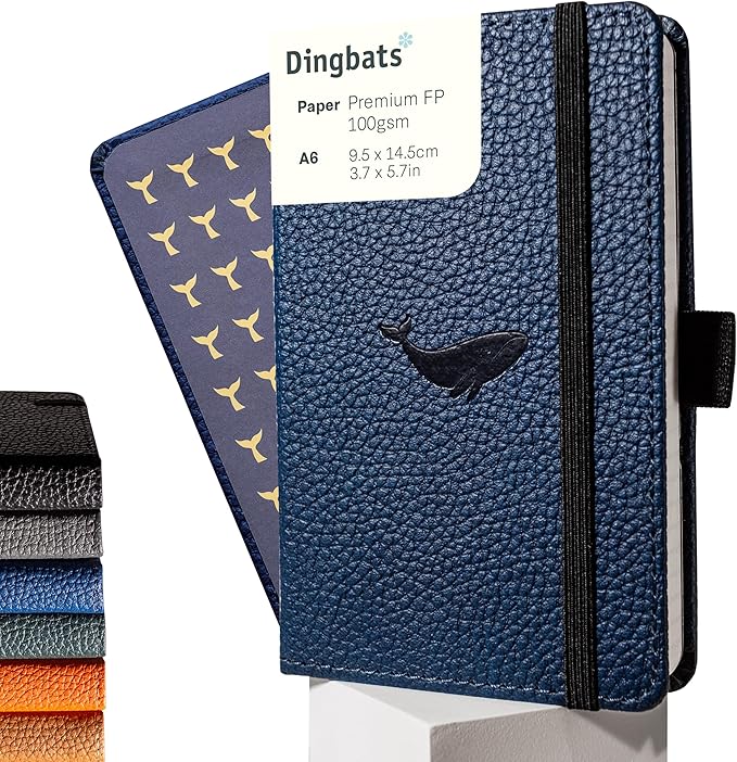 Dingbats* - Wildlife A6 Plain Pocket Notebook - PU Leather Hardcover Small Journal for Work, Travel - Pocket, Elastic Closure, Pen Holder, Bookmark