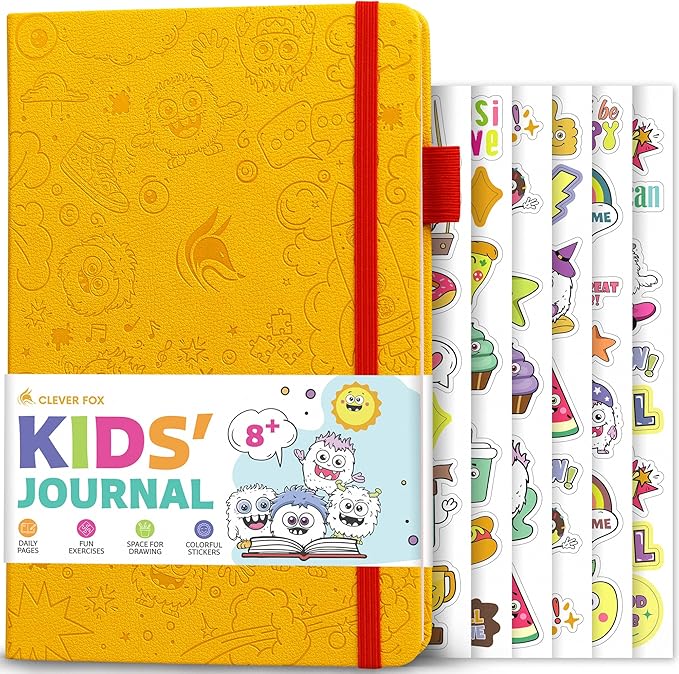 Clever Fox Kids’ Journal – Daily Feelings & Gratitude Notebook for 8+ Children – Child’s Planner & Mood Tracker for Journaling & Writing (Lemon)