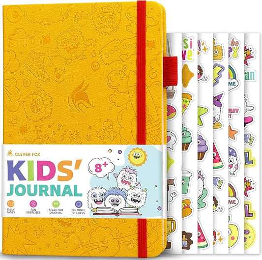 Clever Fox Kids’ Journal – Daily Feelings & Gratitude Notebook for 8+ Children – Child’s Planner & Mood Tracker for Journaling & Writing (Lemon)