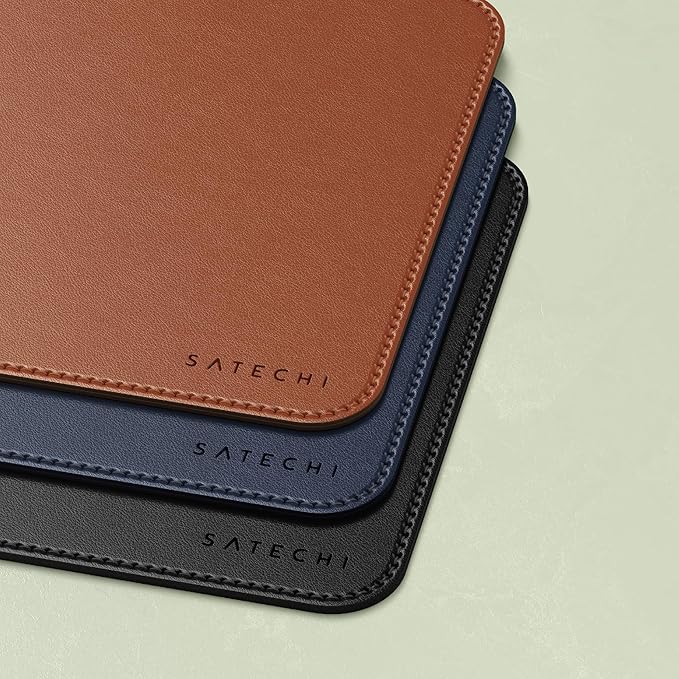 Satechi Vegan-Leather Mouse Pad, Ergonomic, Reversible, Scratch and Water Resistant, Easy to Clean, for Office and Home, 9.8" x 7.5" x 0.14" - Blue