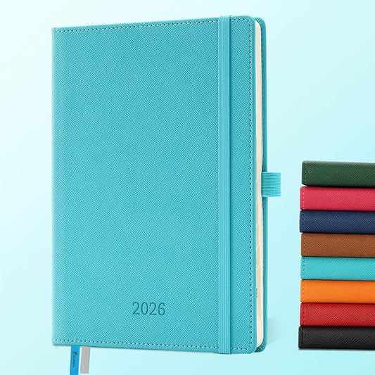 Weekly Monthly 2026 Planner (Jan.26-Dec.26),8.5"x6.5",12 Months Agenda Plan with Month Tabs & Pocket,Expenses/Note Pages, Appointment Book Calendar with Vegan Leather Cover,Light Blue
