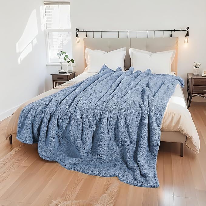 Electric Heated Blanket 6 Heating Settings & 10H Auto Off Full 72×84 Ultra-Soft Warm Machine Washable Home Office Light Blue