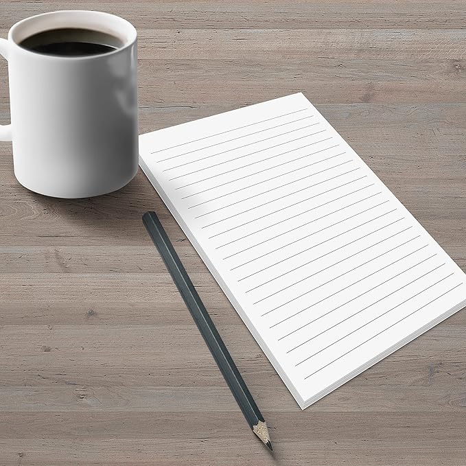 321Done Ruled Notepad Lined Notepad - Made in USA, White - Half Size (5.5x8.5), Wide-Ruled