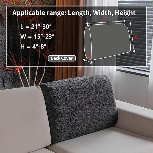 Couch Cushion Covers for Sectional Sofa, Stretch Soft Sofa Slipcovers Washable Wear-Resistant Universal Furniture Protector for Living Room(1 Piece Back Couch Cover, Dark Gray)