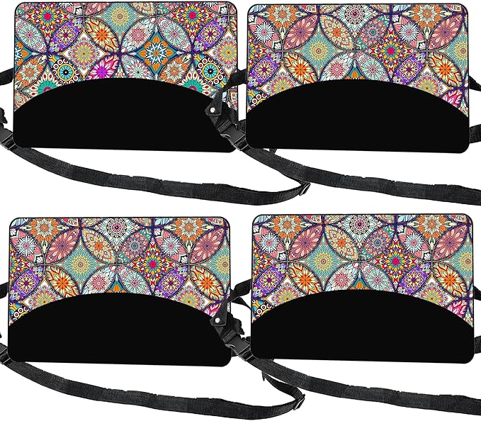 Airplane Footrest Adjustable Feet Rest for Plane Easy to Use Foot Hammock Airplane Travel Essentials Portable Light Leg Hammock for Plane Travel Accessories for Adult (Datura, 4 Pack)