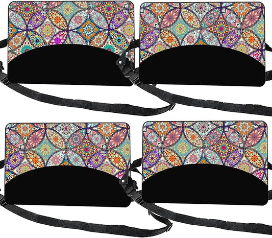 Airplane Footrest Adjustable Feet Rest for Plane Easy to Use Foot Hammock Airplane Travel Essentials Portable Light Leg Hammock for Plane Travel Accessories for Adult (Datura, 4 Pack)